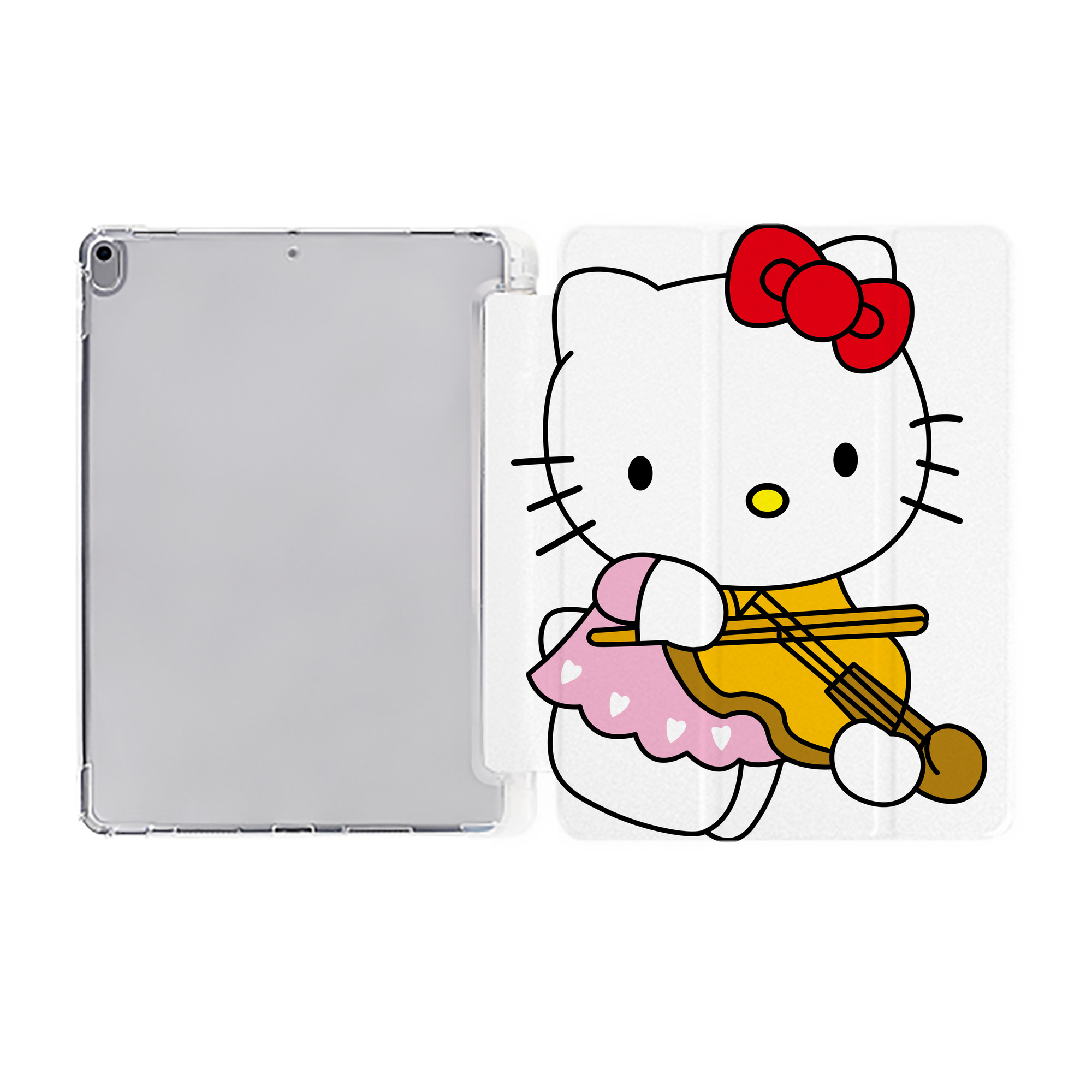 （画像用） Hello Kitty ハローキティ IPad ケース ペン収納付き 三つ折りスタンド PUレザー×シリコン 対応機種9.5/10.5/10.9インチ